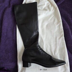 By Far Edie Leather Knee High Boot, Black Size 40